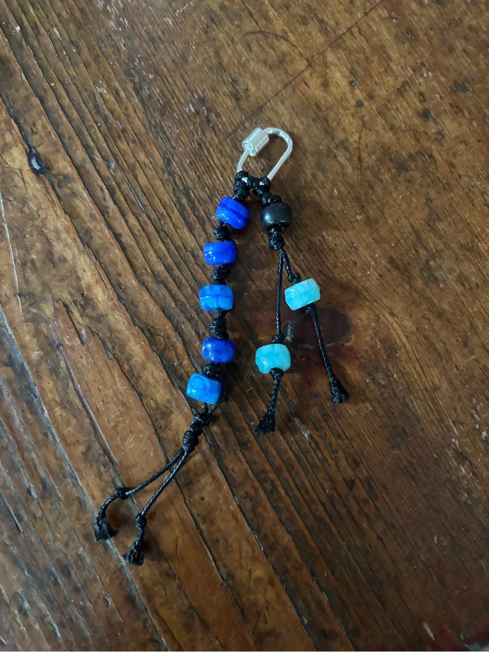 Handmade Blue Beaded Men’s Keychain Accessory